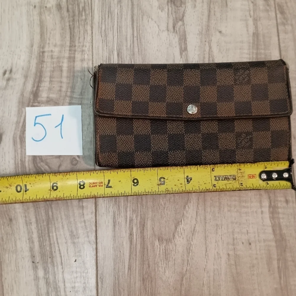 Authentic LOUIS VUITTON Damier Ebene Portefeuille Sarah Long Wallet